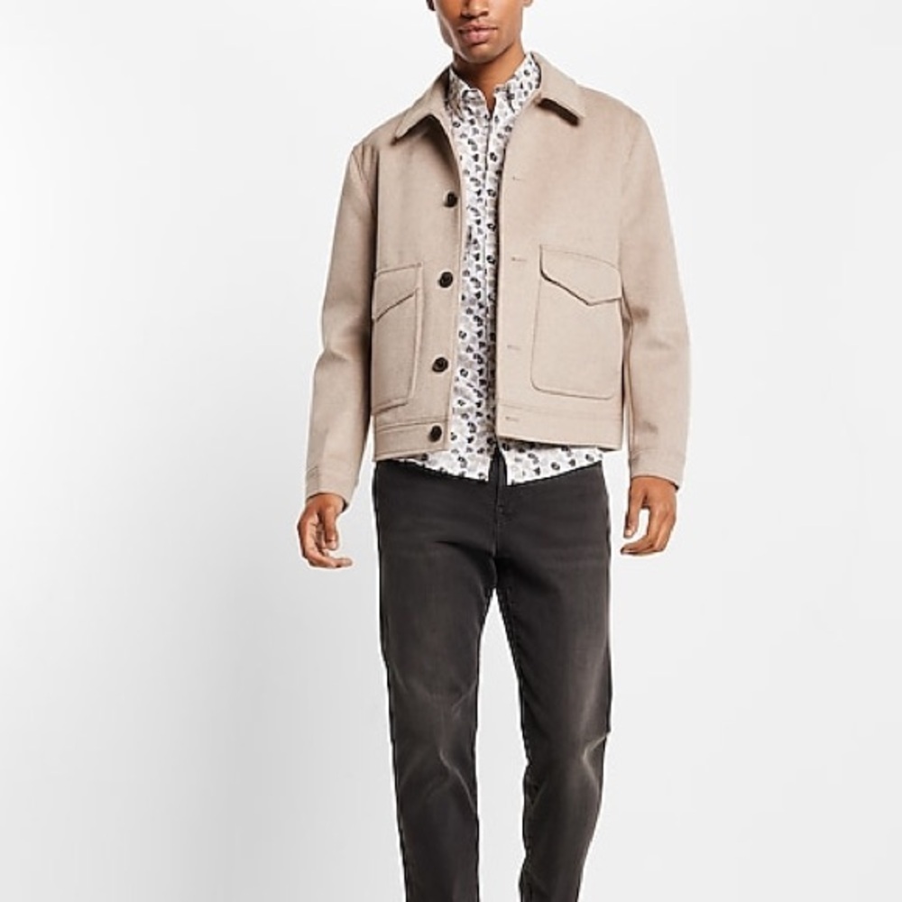 Express Tan Wool-Blend Trucker Jacket